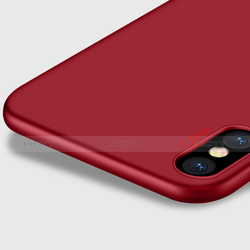 Carcasa Dura Plastico Rigida Mate con Anillo de dedo Soporte para Apple iPhone X Rojo