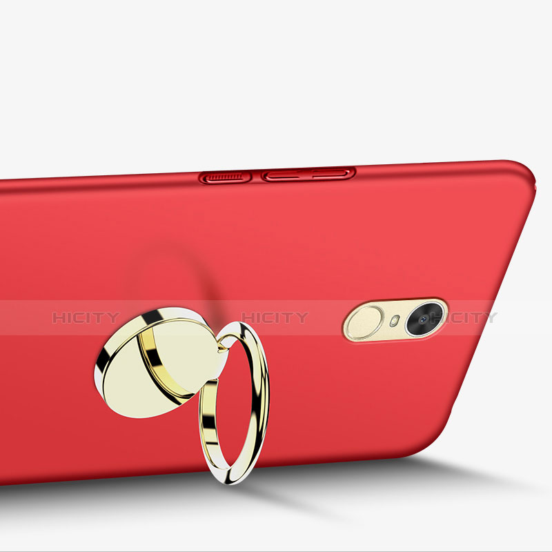 Carcasa Dura Plastico Rigida Mate con Anillo de dedo Soporte para Huawei Enjoy 6 Rojo