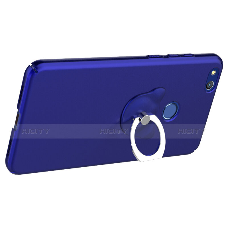 Carcasa Dura Plastico Rigida Mate con Anillo de dedo Soporte para Huawei GR3 (2017) Azul