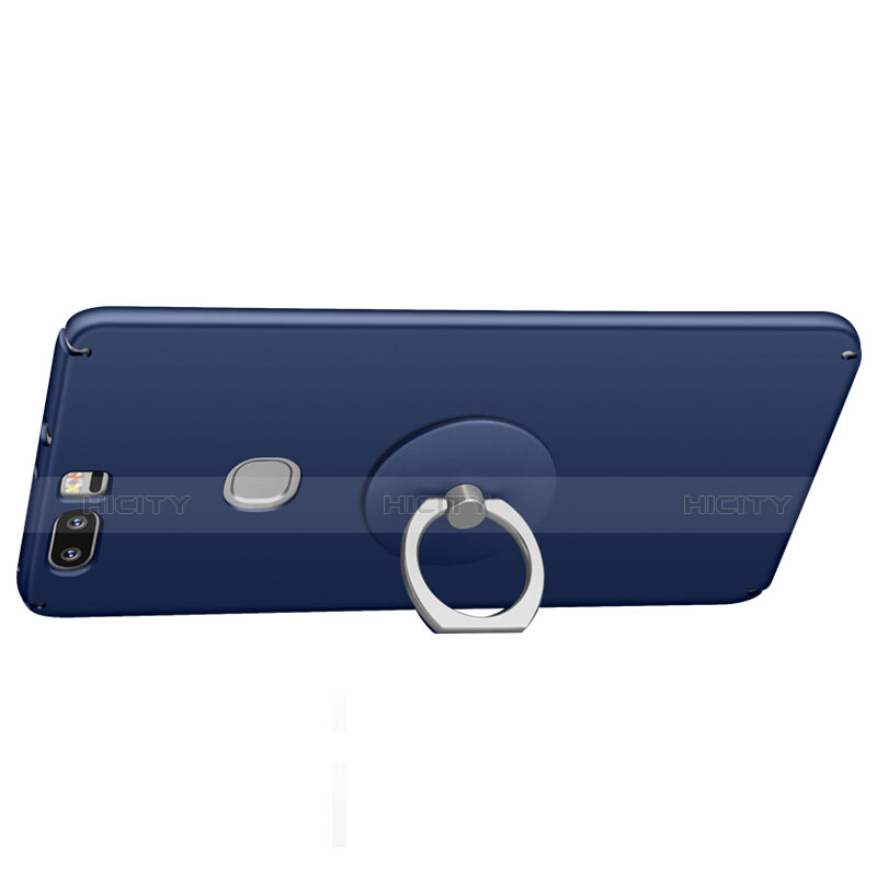 Carcasa Dura Plastico Rigida Mate con Anillo de dedo Soporte para Huawei Honor V8 Azul