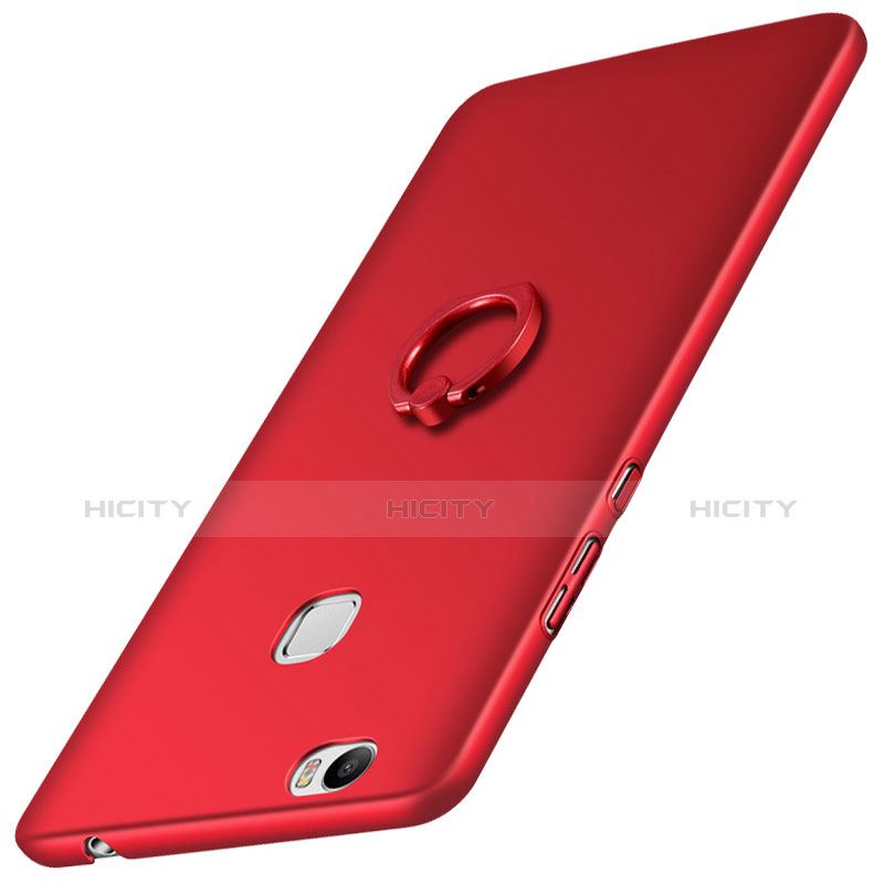 Carcasa Dura Plastico Rigida Mate con Anillo de dedo Soporte para Huawei Honor V8 Max Rojo