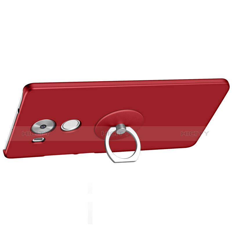 Carcasa Dura Plastico Rigida Mate con Anillo de dedo Soporte para Huawei Mate 8 Rojo