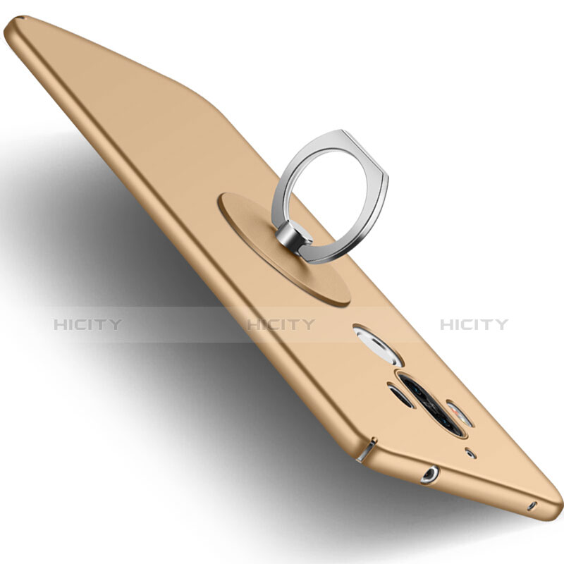 Carcasa Dura Plastico Rigida Mate con Anillo de dedo Soporte para Huawei Mate 9 Oro