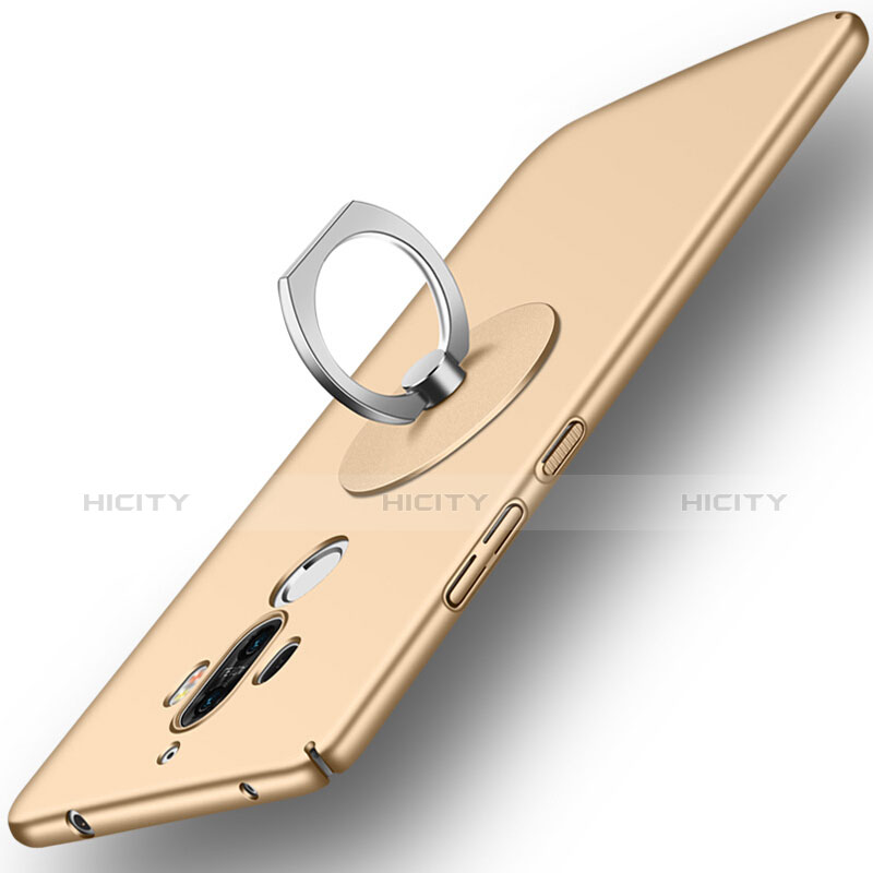 Carcasa Dura Plastico Rigida Mate con Anillo de dedo Soporte para Huawei Mate 9 Oro