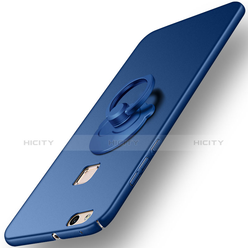 Carcasa Dura Plastico Rigida Mate con Anillo de dedo Soporte para Huawei P10 Lite Azul