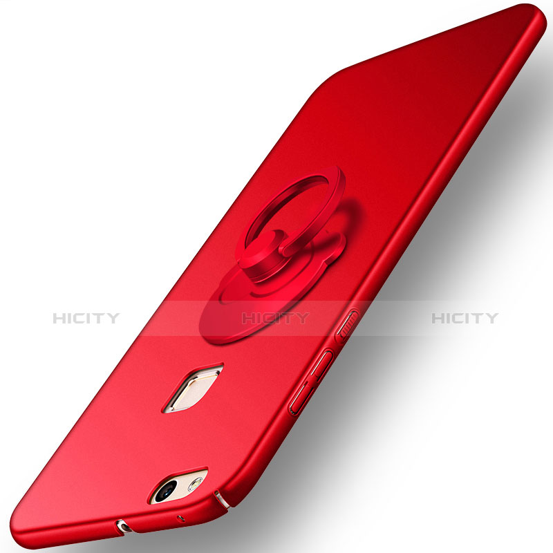 Carcasa Dura Plastico Rigida Mate con Anillo de dedo Soporte para Huawei P10 Lite Rojo