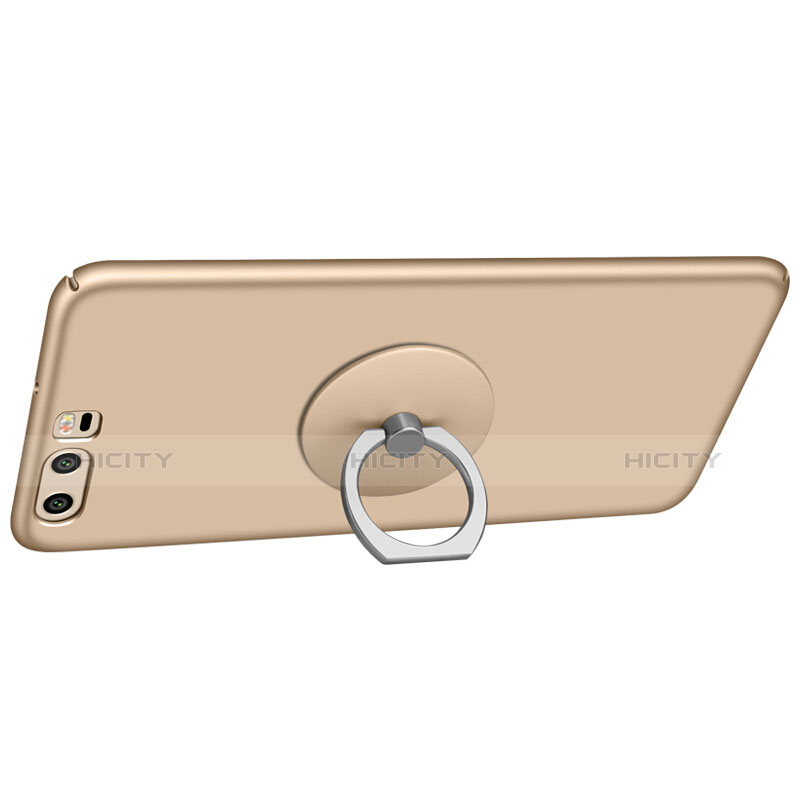 Carcasa Dura Plastico Rigida Mate con Anillo de dedo Soporte para Huawei P10 Plus Oro