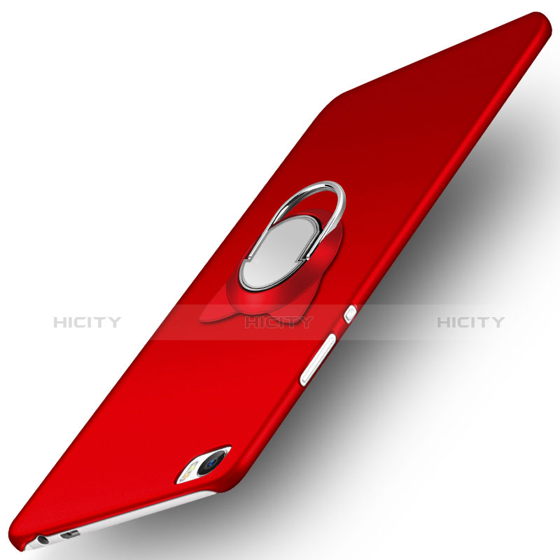 Carcasa Dura Plastico Rigida Mate con Anillo de dedo Soporte para Huawei P8 Max Rojo