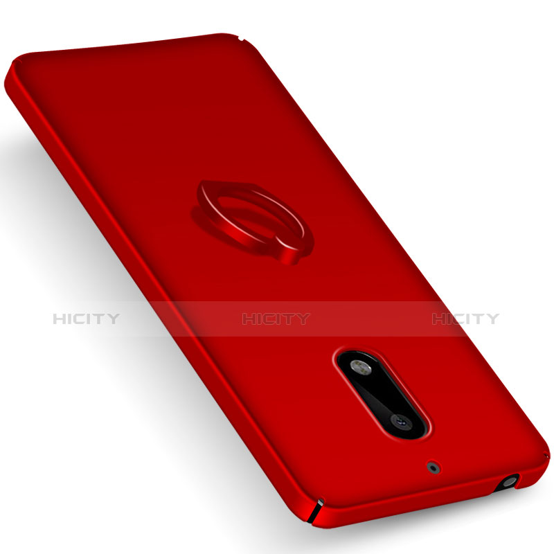 Carcasa Dura Plastico Rigida Mate con Anillo de dedo Soporte para Nokia 6 Rojo