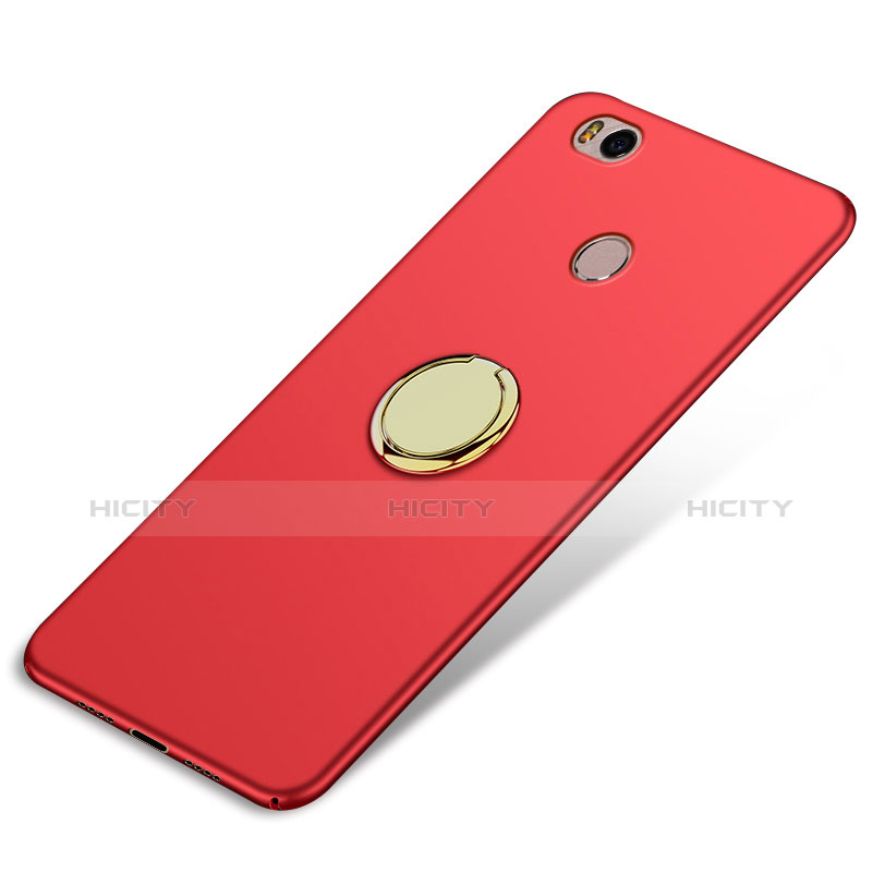 Carcasa Dura Plastico Rigida Mate con Anillo de dedo Soporte para Xiaomi Mi 4S Rojo