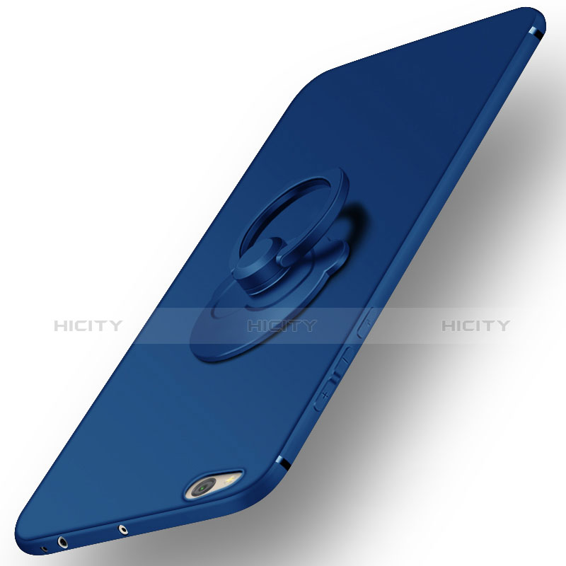 Carcasa Dura Plastico Rigida Mate con Anillo de dedo Soporte para Xiaomi Mi 5C Azul