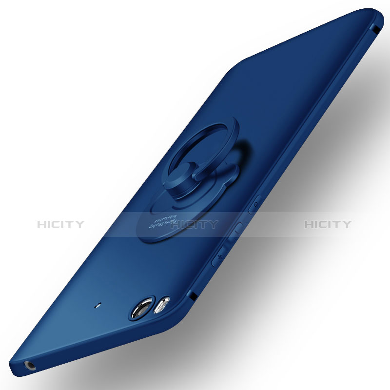 Carcasa Dura Plastico Rigida Mate con Anillo de dedo Soporte para Xiaomi Mi 5S 4G Azul