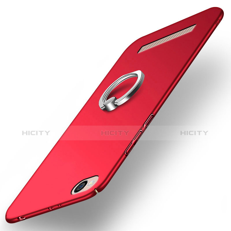 Carcasa Dura Plastico Rigida Mate con Anillo de dedo Soporte para Xiaomi Redmi 4A Rojo