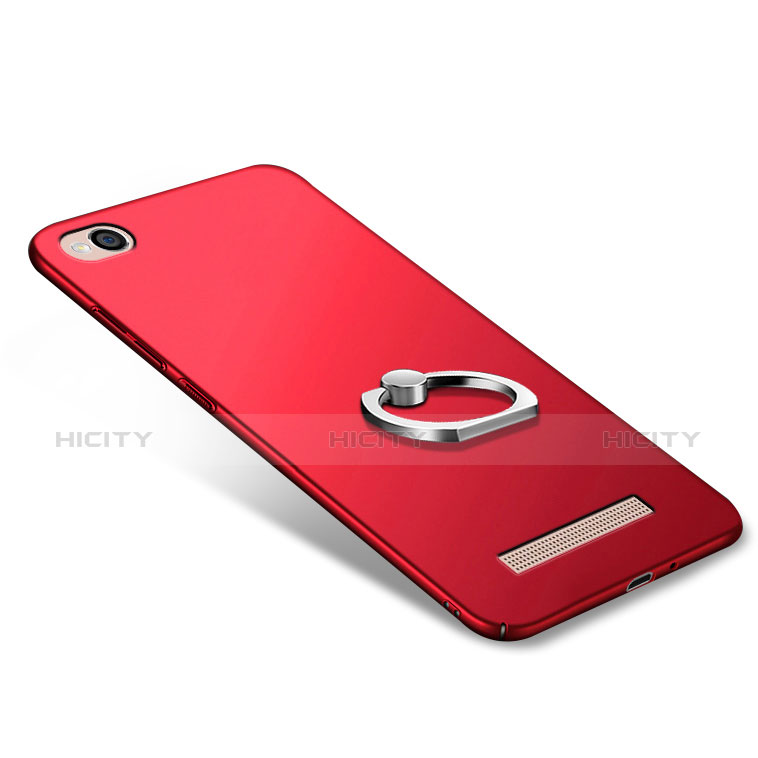 Carcasa Dura Plastico Rigida Mate con Anillo de dedo Soporte para Xiaomi Redmi 4A Rojo