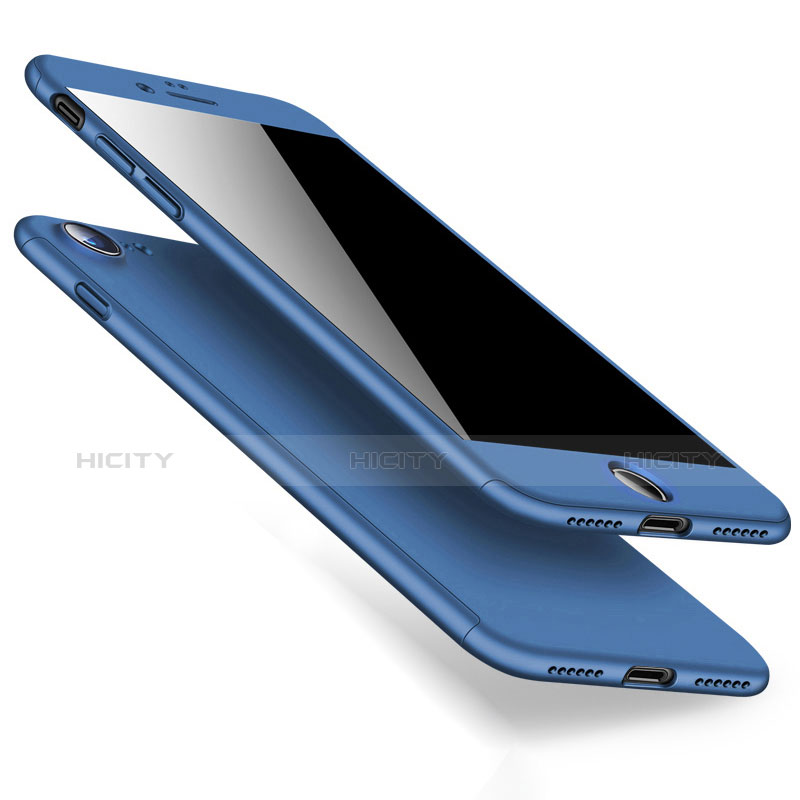 Carcasa Dura Plastico Rigida Mate Frontal y Trasera 360 Grados para Apple iPhone 7 Azul