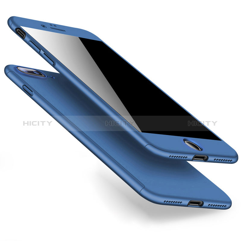 Carcasa Dura Plastico Rigida Mate Frontal y Trasera 360 Grados Q01 para Apple iPhone 8 Plus Azul