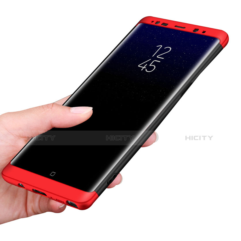 Carcasa Dura Plastico Rigida Mate Frontal y Trasera 360 Grados Q01 para Samsung Galaxy Note 8 Rojo y Negro