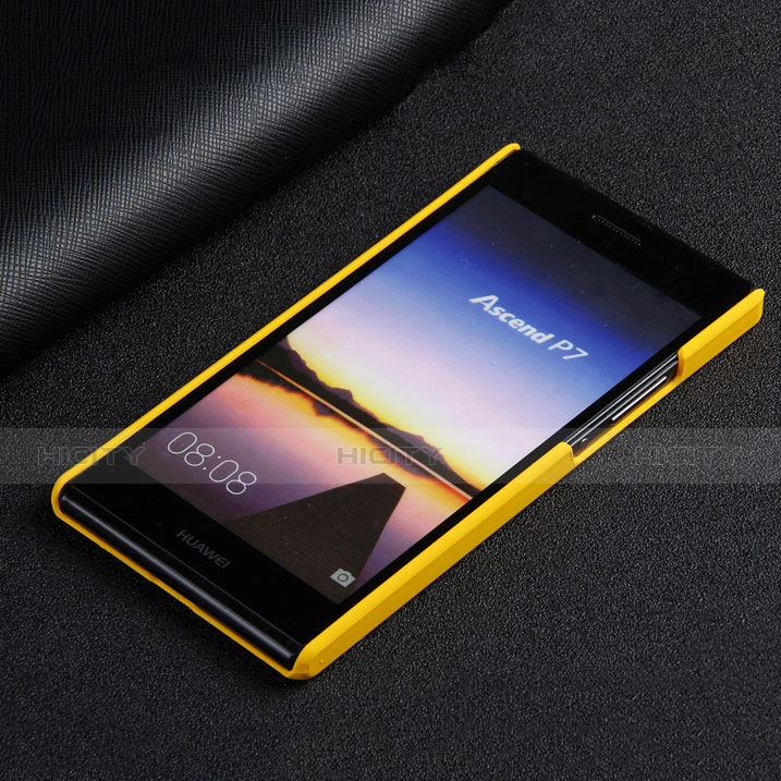 Carcasa Dura Plastico Rigida Mate para Huawei Ascend P7 Amarillo