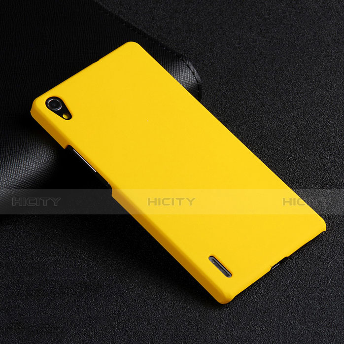 Carcasa Dura Plastico Rigida Mate para Huawei P7 Dual SIM Amarillo