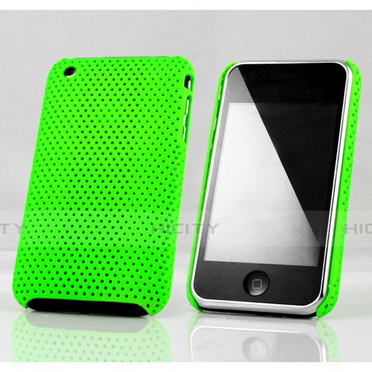 Carcasa Dura Plastico Rigida Perforada para Apple iPhone 3G 3GS Verde