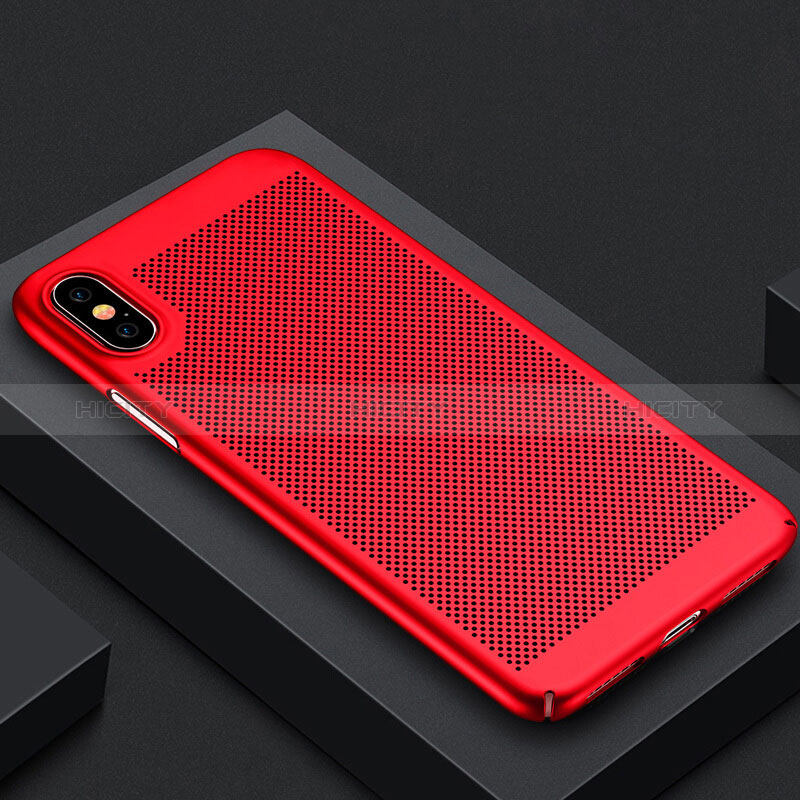 Carcasa Dura Plastico Rigida Perforada para Apple iPhone Xs Max Rojo