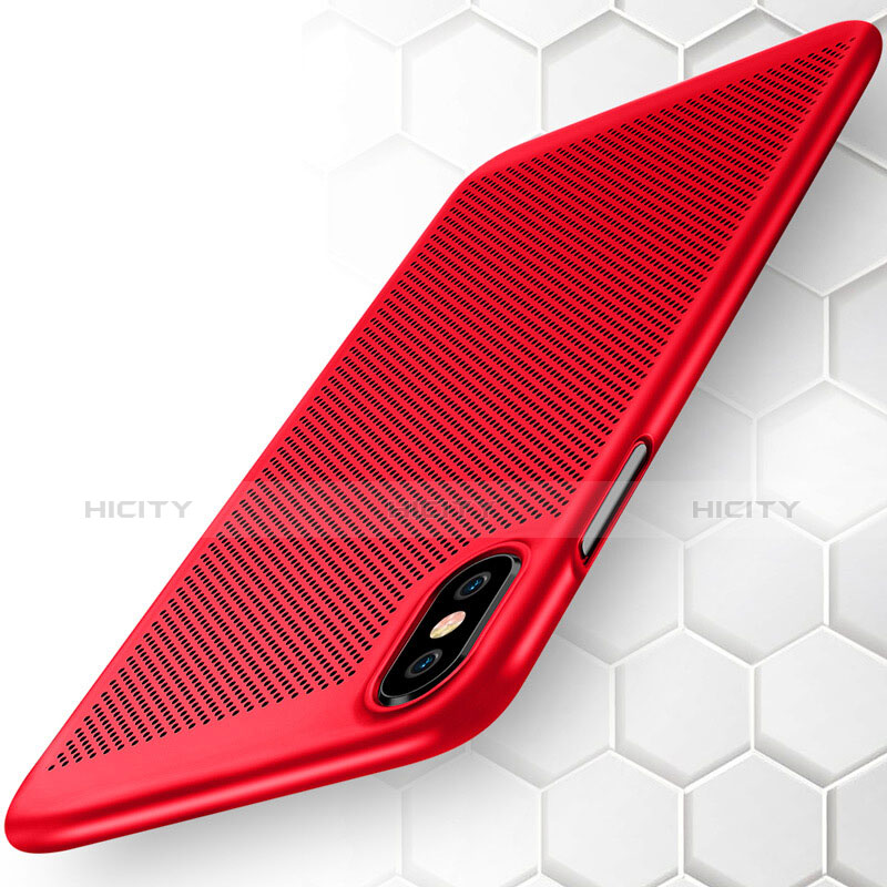 Carcasa Dura Plastico Rigida Perforada para Apple iPhone Xs Rojo