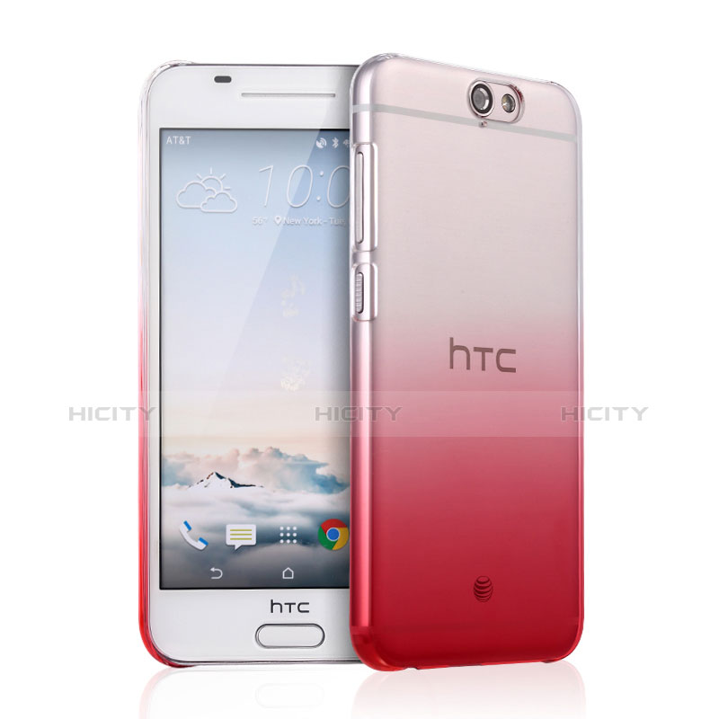 Carcasa Dura Plastico Rigida Transparente Gradient para HTC One A9 Rojo