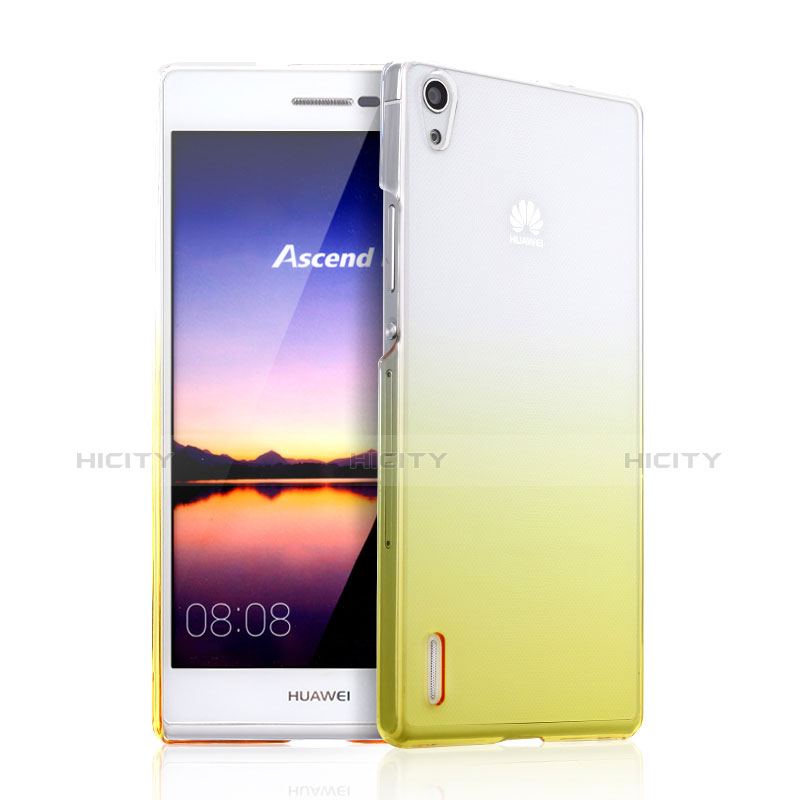 Carcasa Dura Plastico Rigida Transparente Gradient para Huawei P7 Dual SIM Amarillo