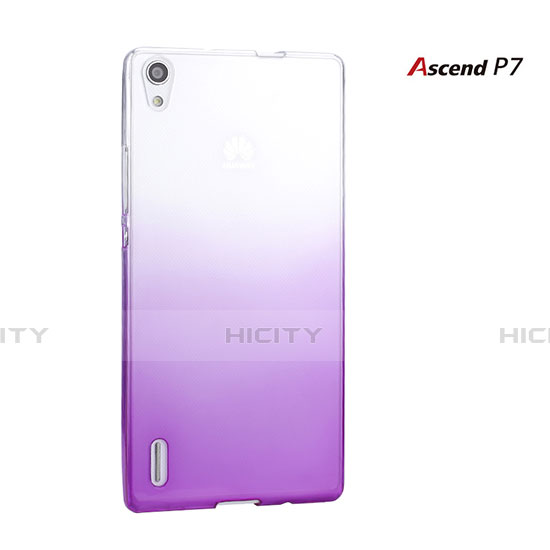 Carcasa Dura Plastico Rigida Transparente Gradient para Huawei P7 Dual SIM Morado