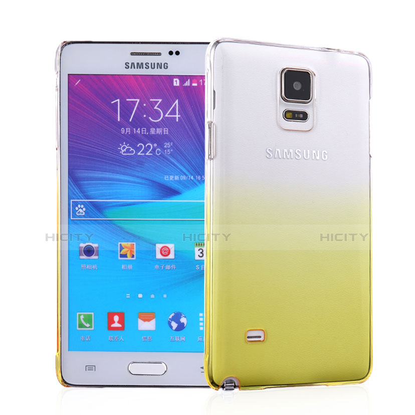 Carcasa Dura Plastico Rigida Transparente Gradient para Samsung Galaxy Note 4 SM-N910F Amarillo