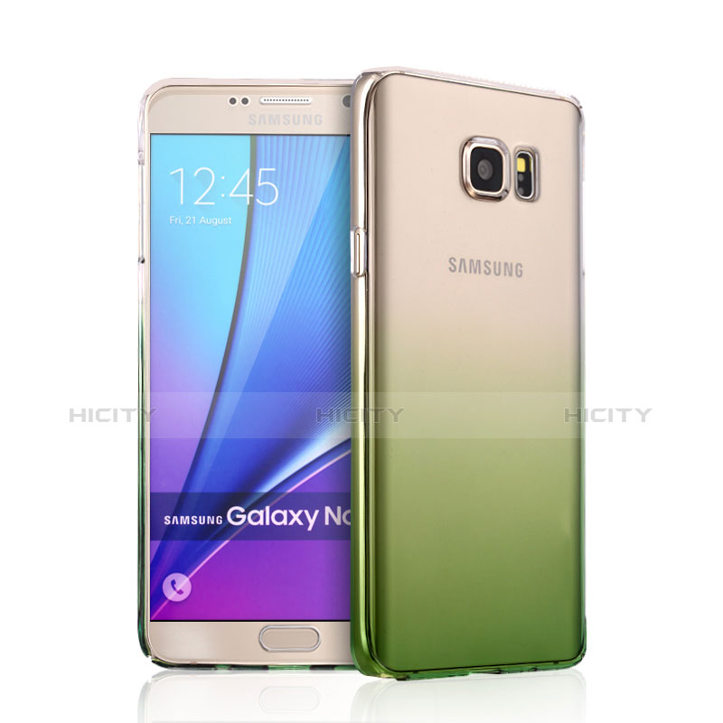 Carcasa Dura Plastico Rigida Transparente Gradient para Samsung Galaxy Note 5 N9200 N920 N920F Verde