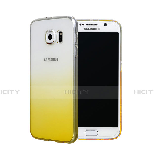 Carcasa Dura Plastico Rigida Transparente Gradient para Samsung Galaxy S6 Duos SM-G920F G9200 Amarillo