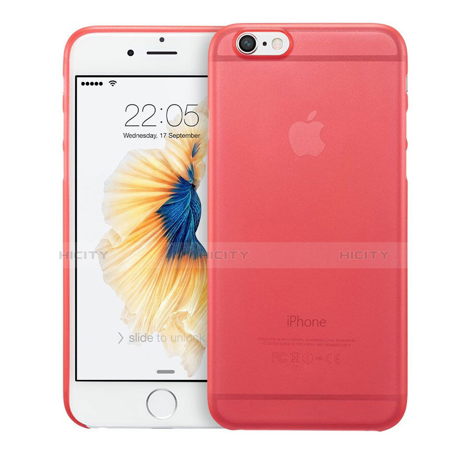 Carcasa Dura Ultrafina Transparente Mate para Apple iPhone 6 Rojo
