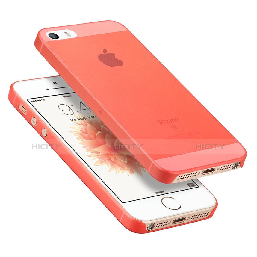Carcasa Dura Ultrafina Transparente Mate para Apple iPhone SE Rojo