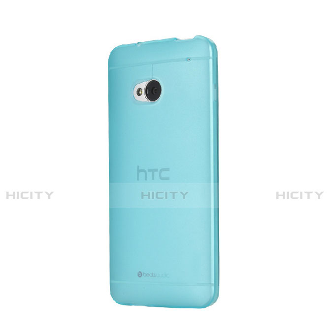 Carcasa Dura Ultrafina Transparente Mate para HTC One M7 Azul