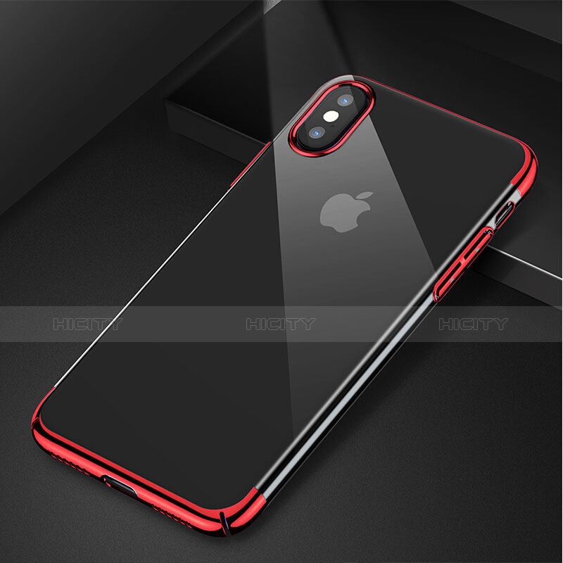 Carcasa Dura Ultrafina Transparente para Apple iPhone X Rojo