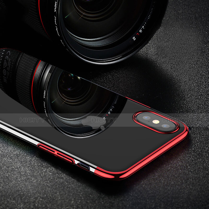 Carcasa Dura Ultrafina Transparente para Apple iPhone Xs Rojo