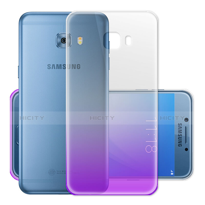 Carcasa Gel Ultrafina Transparente Gradiente para Samsung Galaxy C5 Pro C5010 Morado