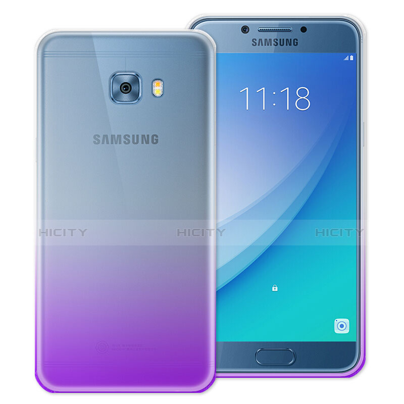 Carcasa Gel Ultrafina Transparente Gradiente para Samsung Galaxy C5 Pro C5010 Morado