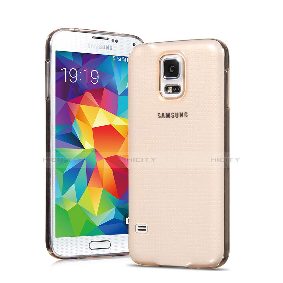 Carcasa Gel Ultrafina Transparente para Samsung Galaxy S5 Duos Plus Oro