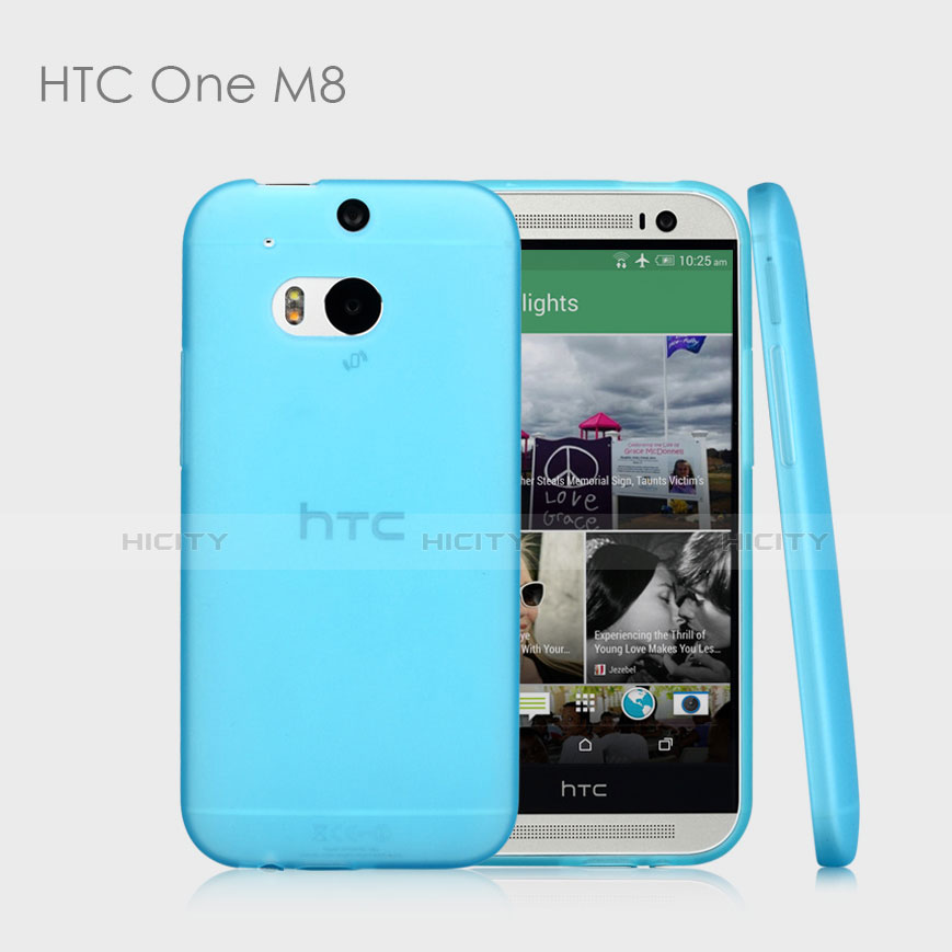 Carcasa Gel Ultrafina Transparente T01 para HTC One M8 Azul Cielo