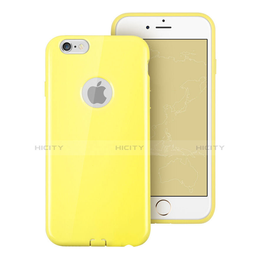 Carcasa Silicona Goma con Agujero para Apple iPhone 6 Amarillo