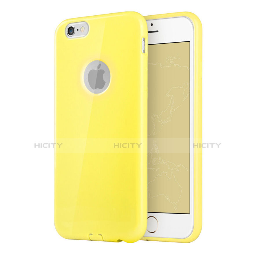 Carcasa Silicona Goma con Agujero para Apple iPhone 6S Amarillo