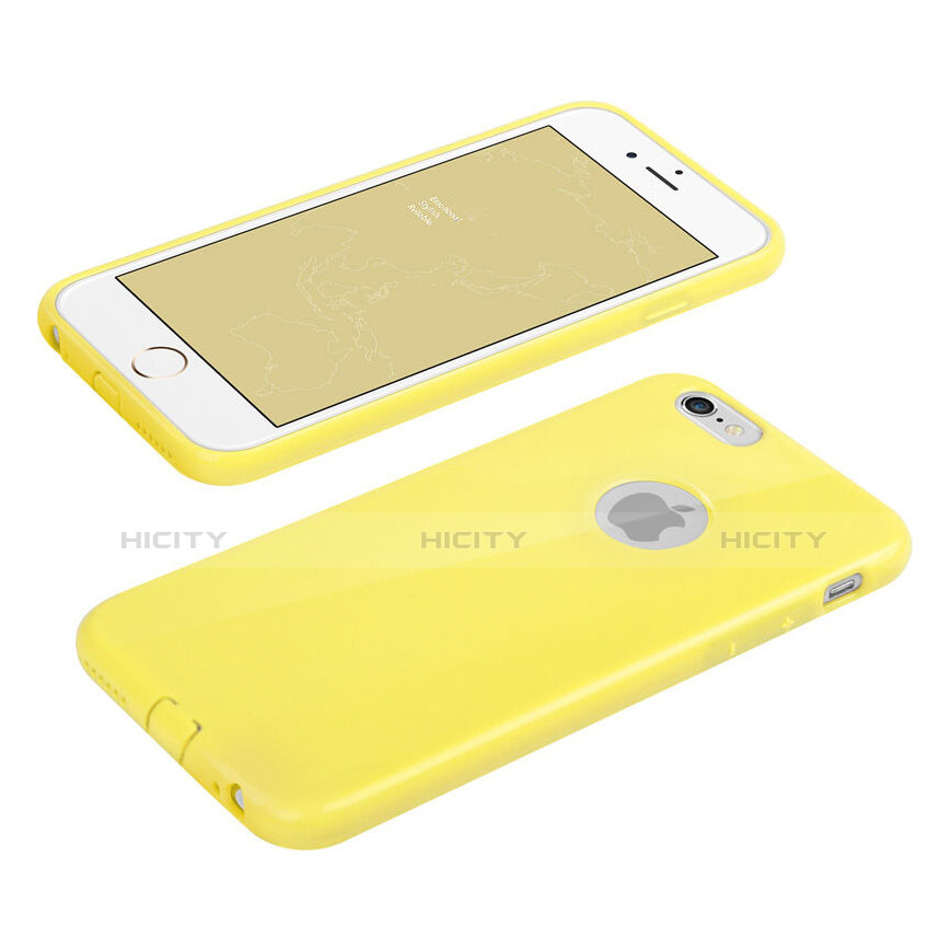Carcasa Silicona Goma con Agujero para Apple iPhone 6S Amarillo