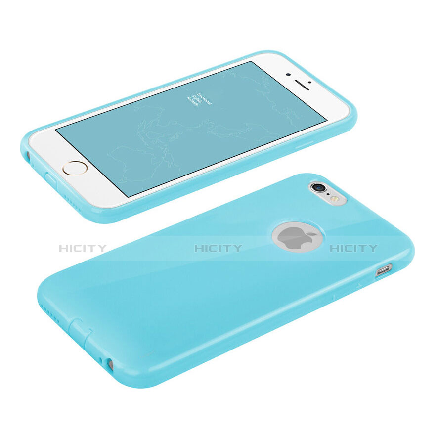 Carcasa Silicona Goma con Agujero para Apple iPhone 6S Azul Cielo