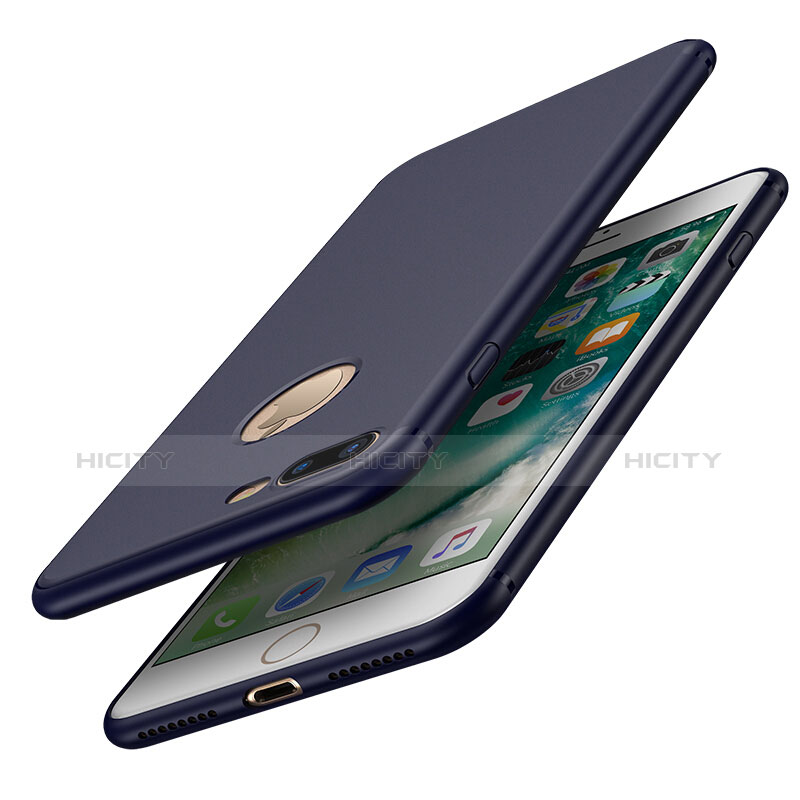 Carcasa Silicona Goma con Agujero para Apple iPhone 7 Plus Azul