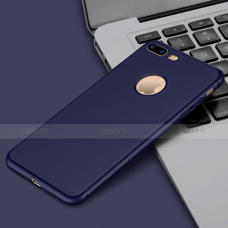 Carcasa Silicona Goma con Agujero para Apple iPhone 7 Plus Azul