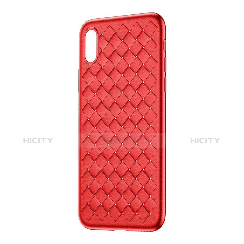 Carcasa Silicona Goma de Cuero para Apple iPhone X Rojo