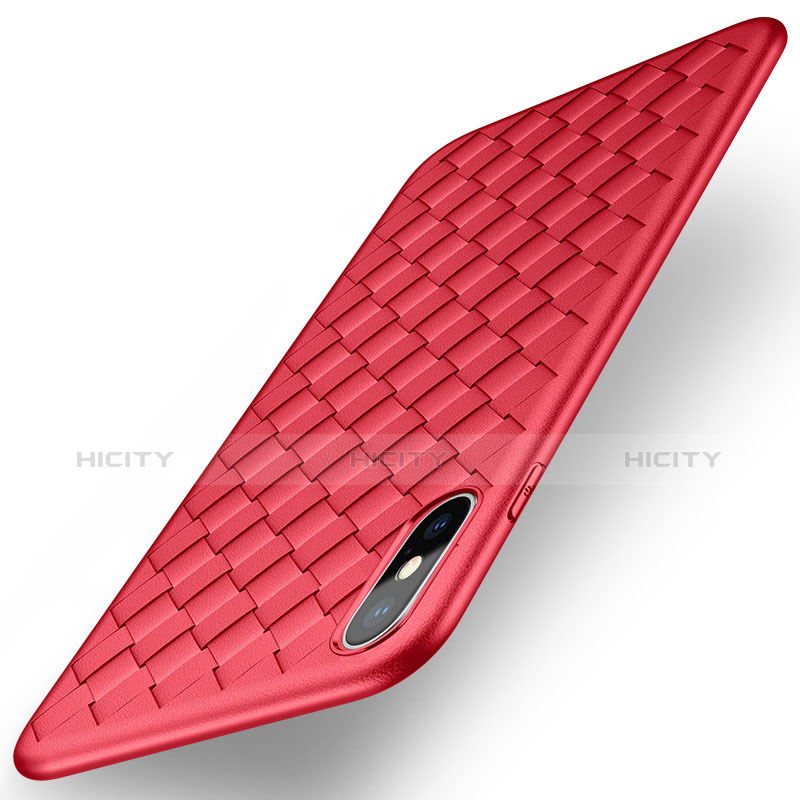 Carcasa Silicona Goma de Cuero para Apple iPhone Xs Max Rojo