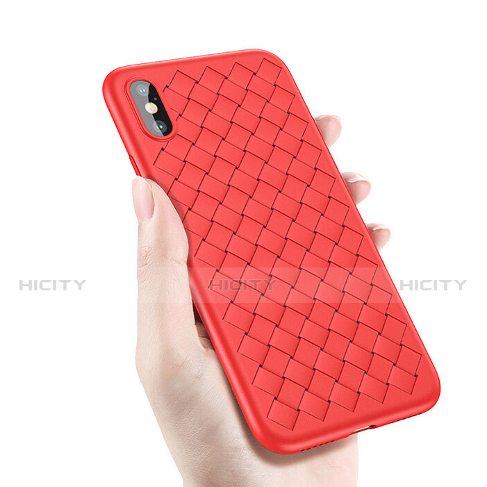 Carcasa Silicona Goma de Cuero para Apple iPhone Xs Rojo